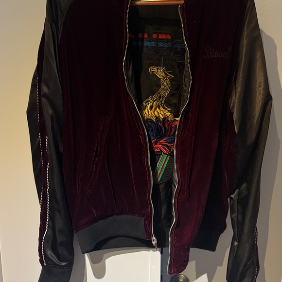 Replay Black Bomber Jacket with Embroidered Design reversible - Picture 2 of 5